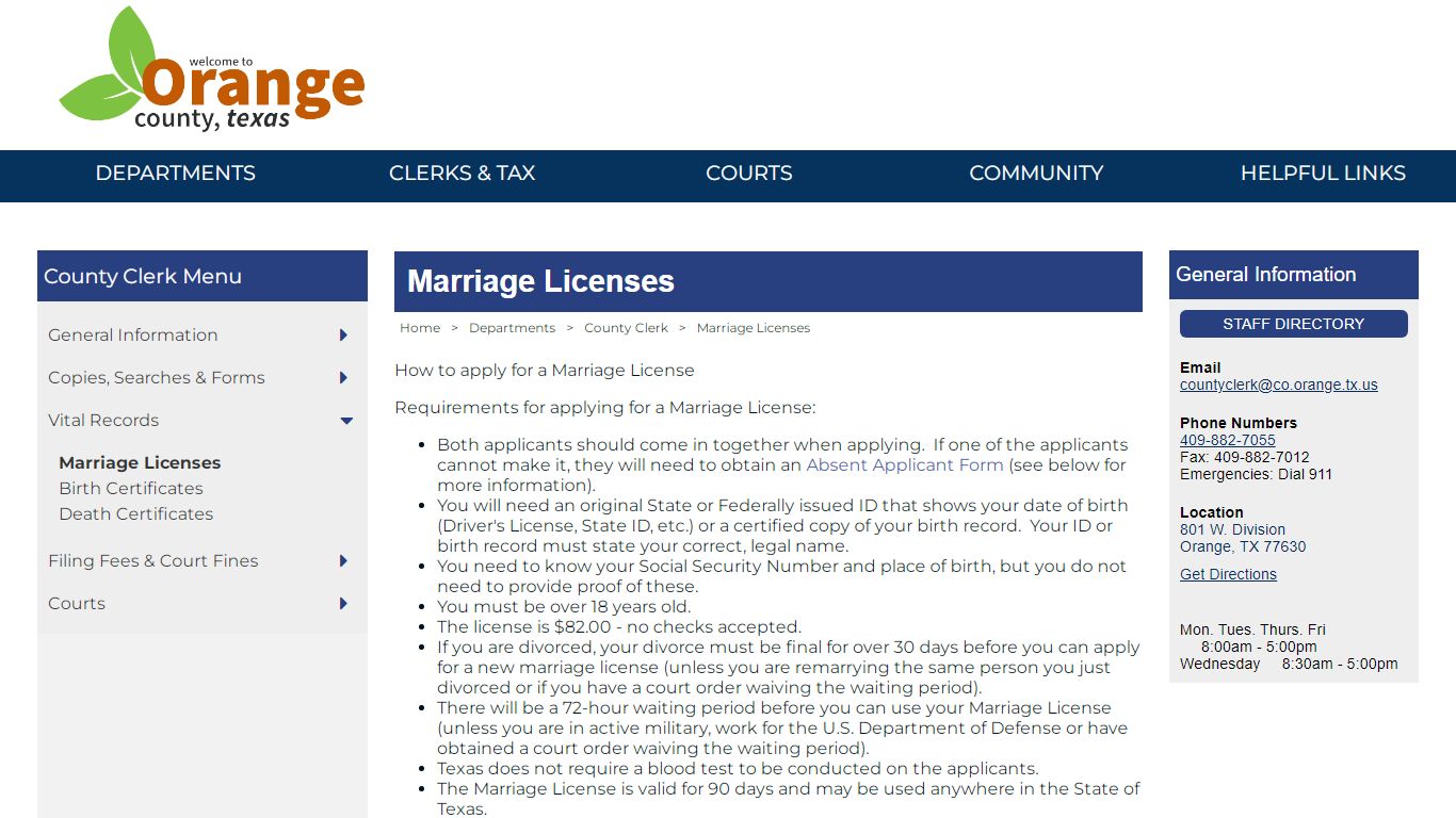 Welcome to the Official Website of Orange County, Texas - Marriage Licenses